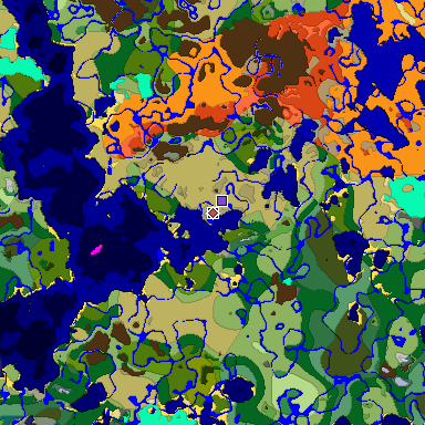 Predicted biome map of Java 1.18 seed -792880818660274613 around estimated spawn