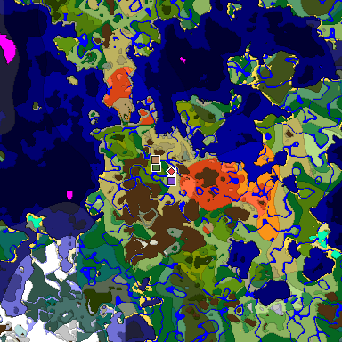 Predicted biome map of Java 1.18 seed 6721005974552512762 around estimated spawn