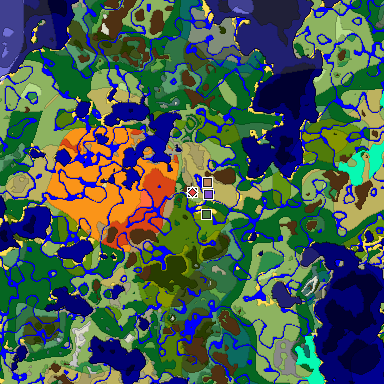 Predicted biome map of Java 1.18 seed -668750472177772209 around estimated spawn