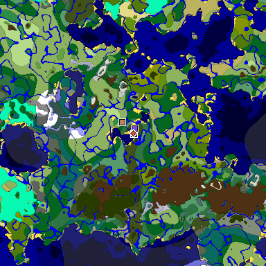 Predicted biome map of Java 1.18 seed -1588467982553782255 around estimated spawn