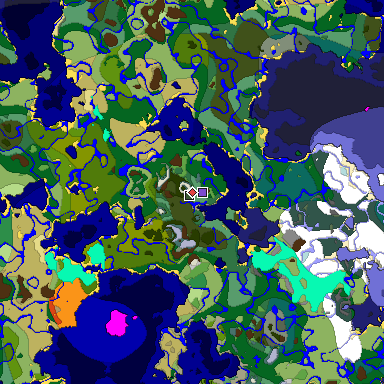 Predicted biome map of Java 1.18 seed -6366026530519579478 around estimated spawn