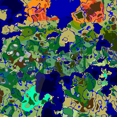 Predicted biome map of Java 1.18 seed 9194394650798666600 around estimated spawn