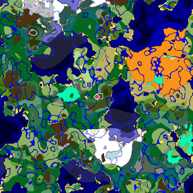 Predicted biome map of Java 1.18 seed 2055267657438997192 around estimated spawn