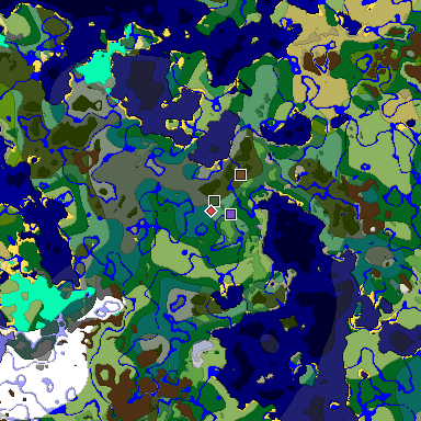 Predicted biome map of Java 1.18 seed -2095957670934326899 around estimated spawn