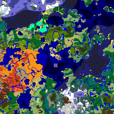 Predicted biome map of Java 1.18 seed 693721879827997951 around estimated spawn