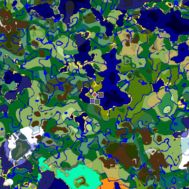 Predicted biome map of Java 1.18 seed 2332415984317101560 around estimated spawn