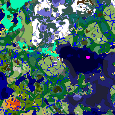 Predicted biome map of Java 1.18 seed 1081370899211912029 around estimated spawn