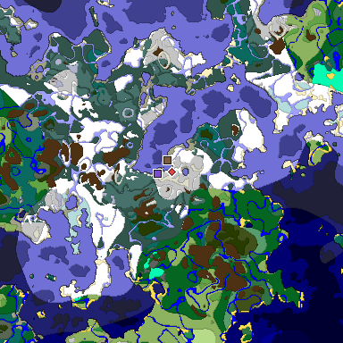 Predicted biome map of Java 1.18 seed -5648258258279872922 around estimated spawn