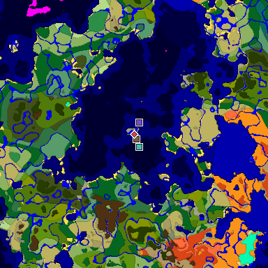 Predicted biome map of Java 1.18 seed 5186316247252115716 around estimated spawn