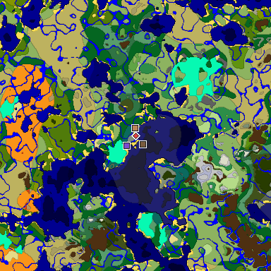 Predicted biome map of Java 1.18 seed 5593654870824959657 around estimated spawn