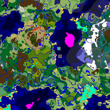 Predicted biome map of Java 1.18 seed 8444232783218772524 around estimated spawn