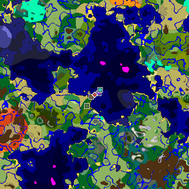 Predicted biome map of Java 1.18 seed 8550606868025731744 around estimated spawn