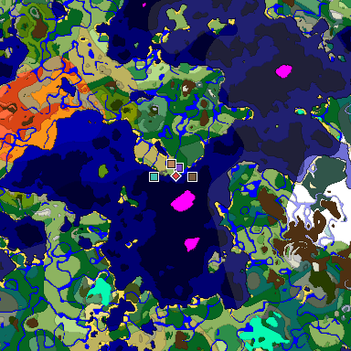 Predicted biome map of Java 1.18 seed 6234387139177970957 around estimated spawn