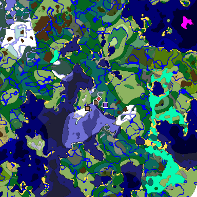Predicted biome map of Java 1.18 seed -8358175925915384032 around estimated spawn