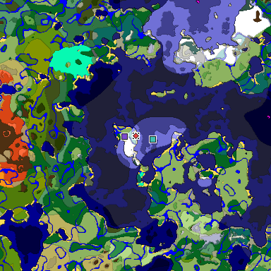 Predicted biome map of Java 1.18 seed -8429915093216869817 around estimated spawn