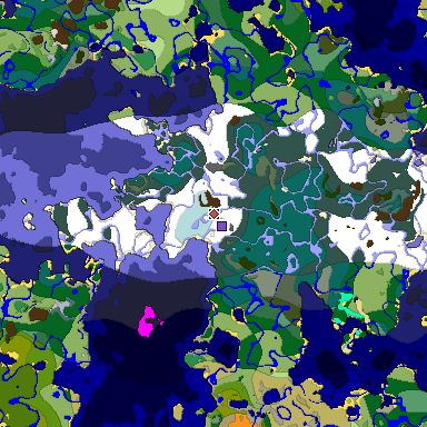 Predicted biome map of Java 1.18 seed 4640012751694897173 around estimated spawn