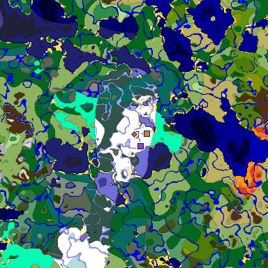 Predicted biome map of Java 1.18 seed 9010755915816503102 around estimated spawn