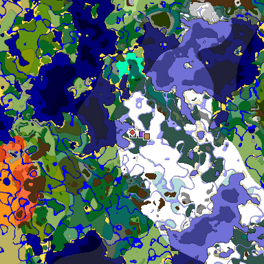 Predicted biome map of Java 1.18 seed 4773965629332718428 around estimated spawn
