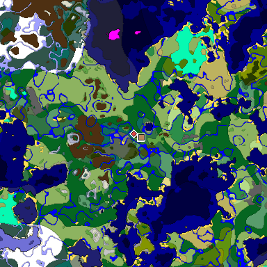 Predicted biome map of Java 1.18 seed 5205663694281366088 around estimated spawn