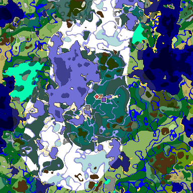 Predicted biome map of Java 1.18 seed -8625748394660137481 around estimated spawn