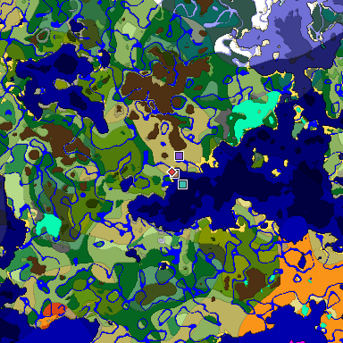 Predicted biome map of Java 1.18 seed -1535801689708689963 around estimated spawn