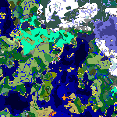 Predicted biome map of Java 1.18 seed -8552522560155605934 around estimated spawn