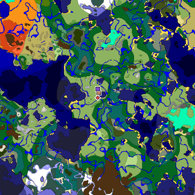 Predicted biome map of Java 1.18 seed 654025554705890578 around estimated spawn