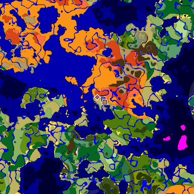 Predicted biome map of Java 1.18 seed -4012555721638507937 around estimated spawn