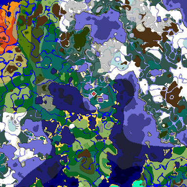 Predicted biome map of Java 1.18 seed -774349472479332585 around estimated spawn