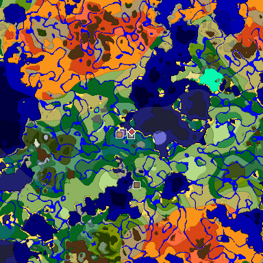 Predicted biome map of Java 1.18 seed -359885920916739804 around estimated spawn