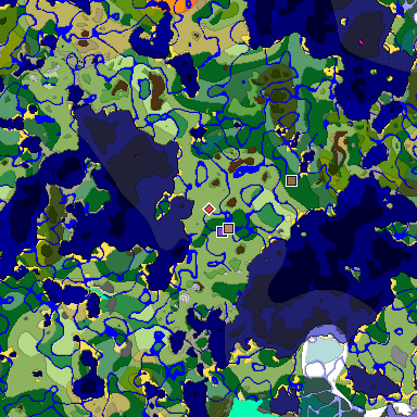Predicted biome map of Java 1.18 seed 5799860682926471313 around estimated spawn