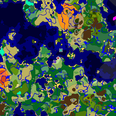 Predicted biome map of Java 1.18 seed -1863462529131992587 around estimated spawn
