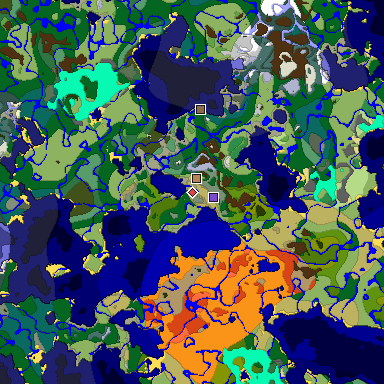 Predicted biome map of Java 1.18 seed -126280973686071435 around estimated spawn