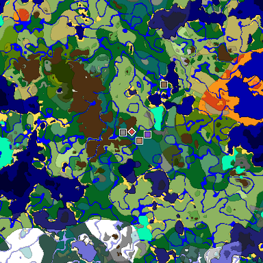Predicted biome map of Java 1.18 seed -7194390882309865956 around estimated spawn