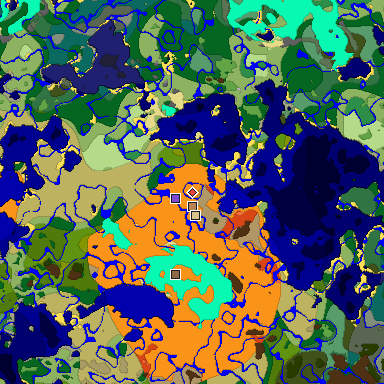 Predicted biome map of Java 1.18 seed -1753412978177450733 around estimated spawn