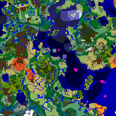 Predicted biome map of Java 1.18 seed -7113773065843622936 around estimated spawn
