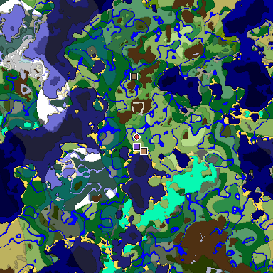 Predicted biome map of Java 1.18 seed -5185042219978626148 around estimated spawn
