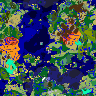 Predicted biome map of Java 1.18 seed 73927900846756127 around estimated spawn