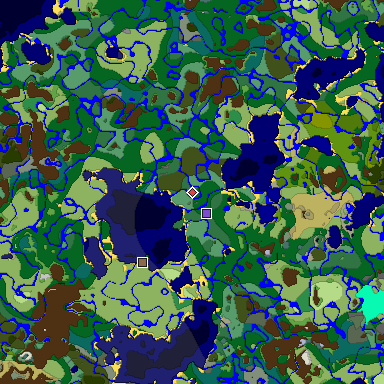Predicted biome map of Java 1.18 seed -8840568061246181960 around estimated spawn