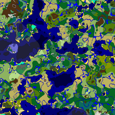 Predicted biome map of Java 1.18 seed -5556849020464532678 around estimated spawn