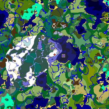 Predicted biome map of Java 1.18 seed 8956638484371098122 around estimated spawn