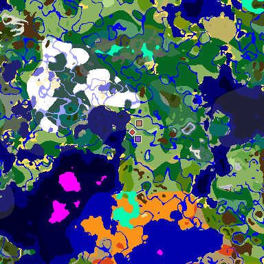 Map of Minecraft seed -3743390580335315878 around spawn