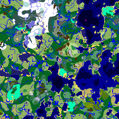 Map of Minecraft seed -7422888415813650120 around spawn