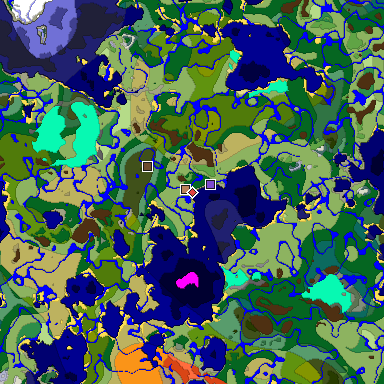 Predicted biome map of Java 1.18 seed -4052821968147479174 around estimated spawn