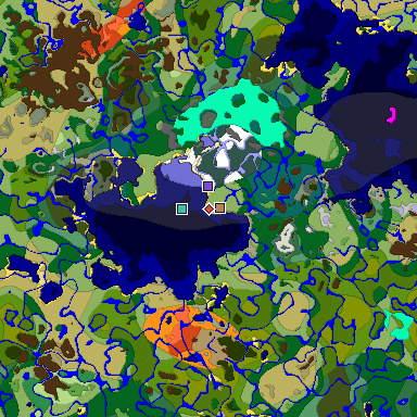 Predicted biome map of Java 1.18 seed -4517817715594371455 around estimated spawn