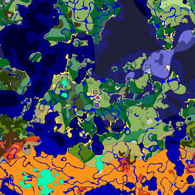 Predicted biome map of Java 1.18 seed 1662242110025329058 around estimated spawn