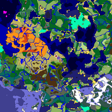 Predicted biome map of Java 1.18 seed -5059104204197749708 around estimated spawn