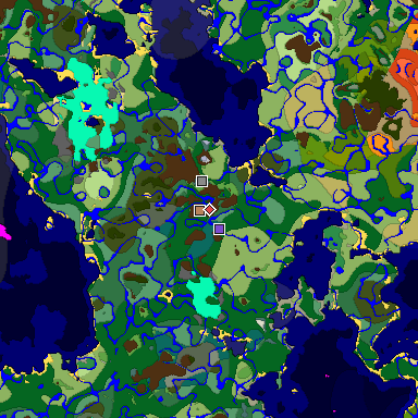 Predicted biome map of Java 1.18 seed -5910532569093142526 around estimated spawn