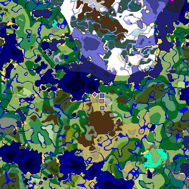 Predicted biome map of Java 1.18 seed -6878773069923304962 around estimated spawn