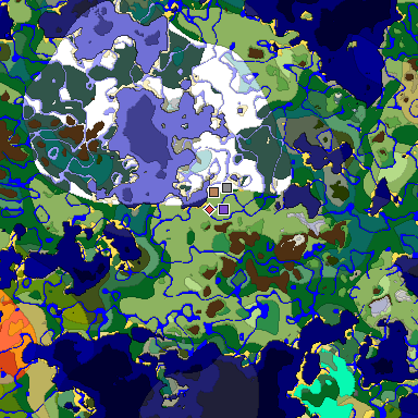 Predicted biome map of Java 1.18 seed -907481499344191021 around estimated spawn